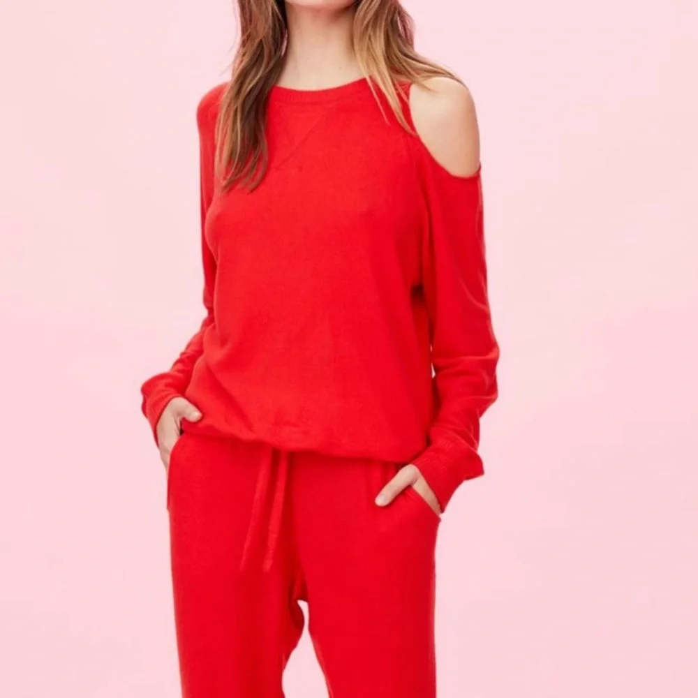 LNA Brushed Heart-On-My-Sleeve Sweater Red